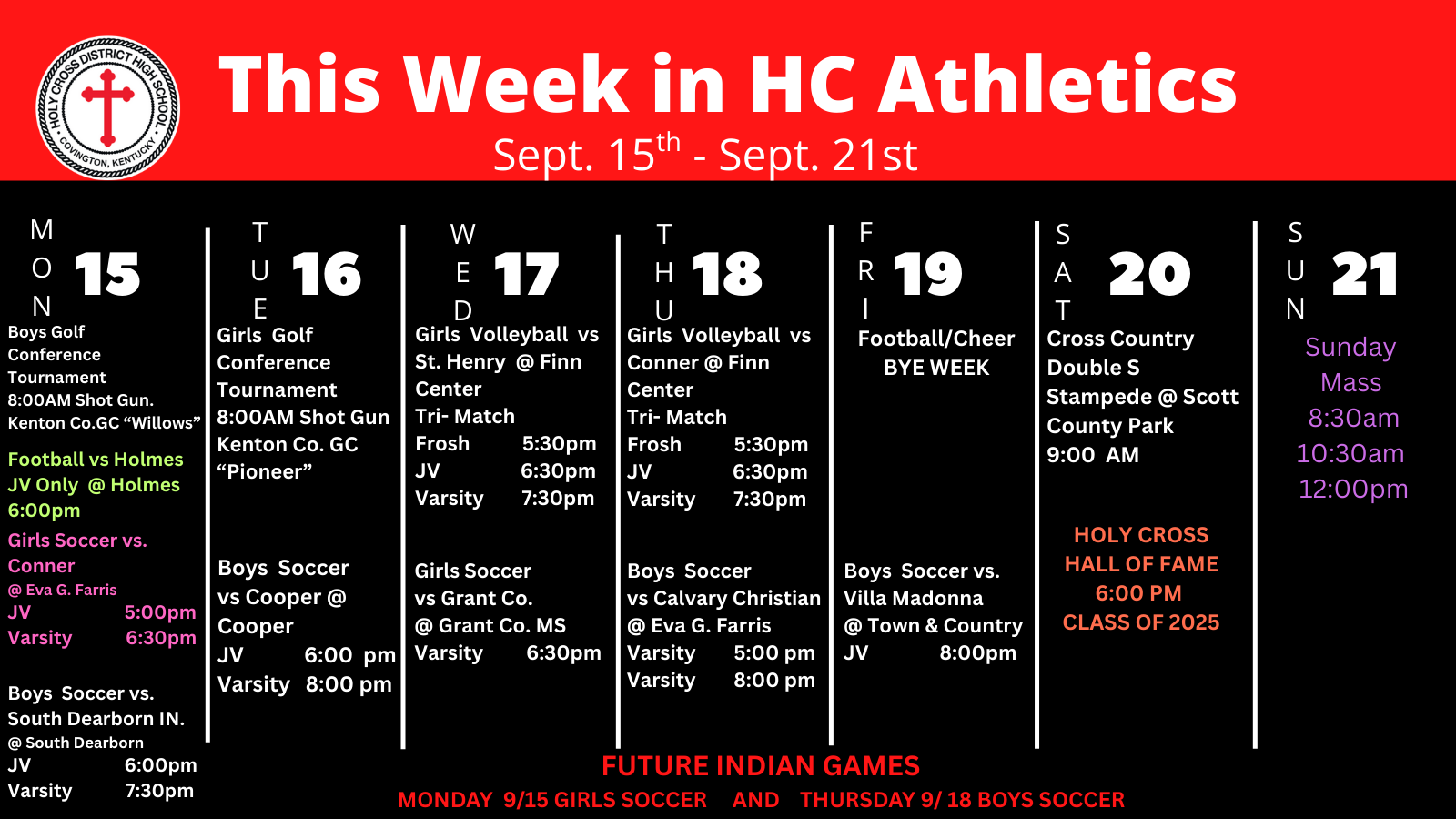 Hc Weekly Athletics Schedule 34