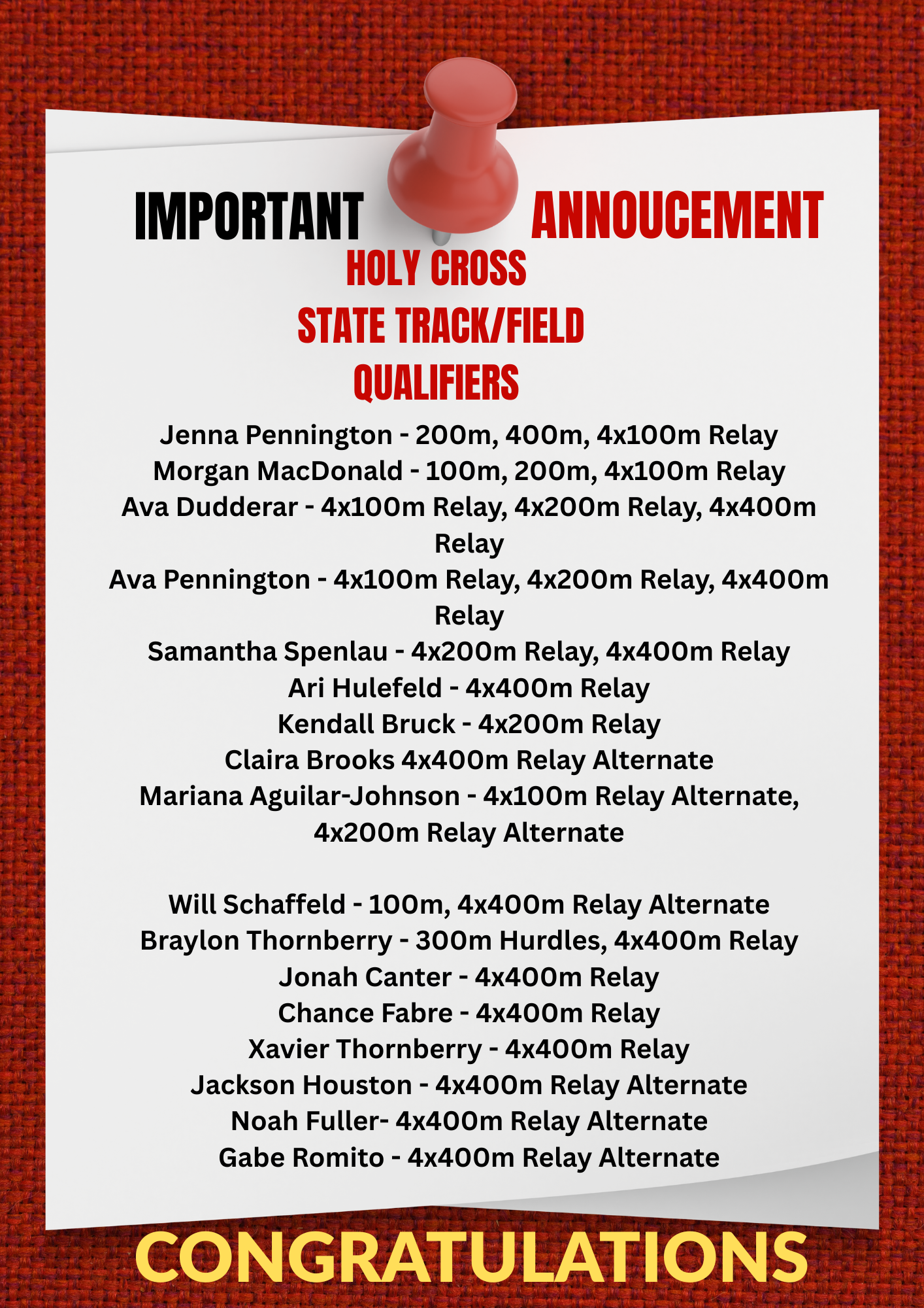 Red And Black Simple Announcement Document 1