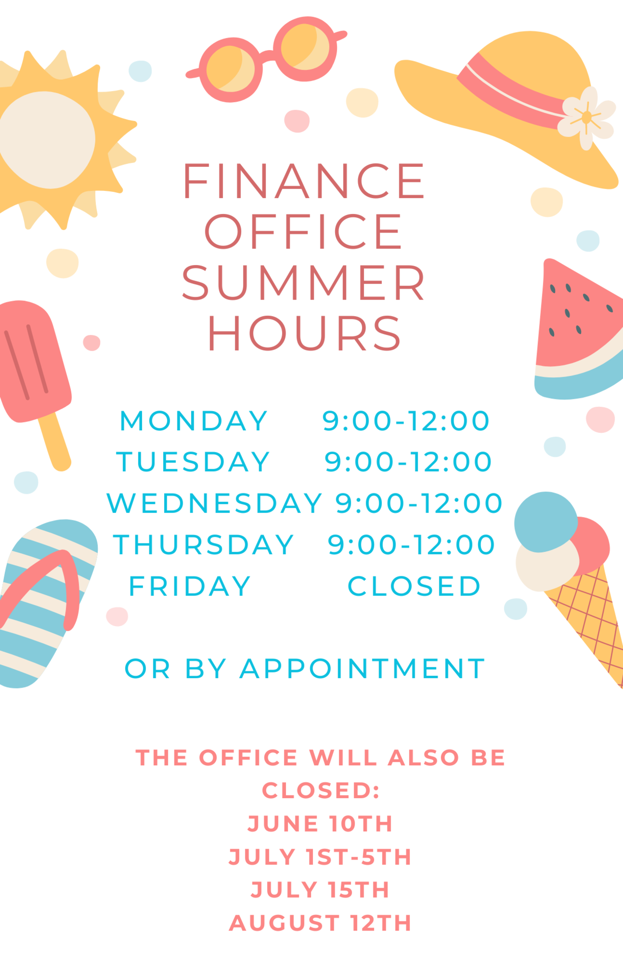 Finance Office Summer Hours