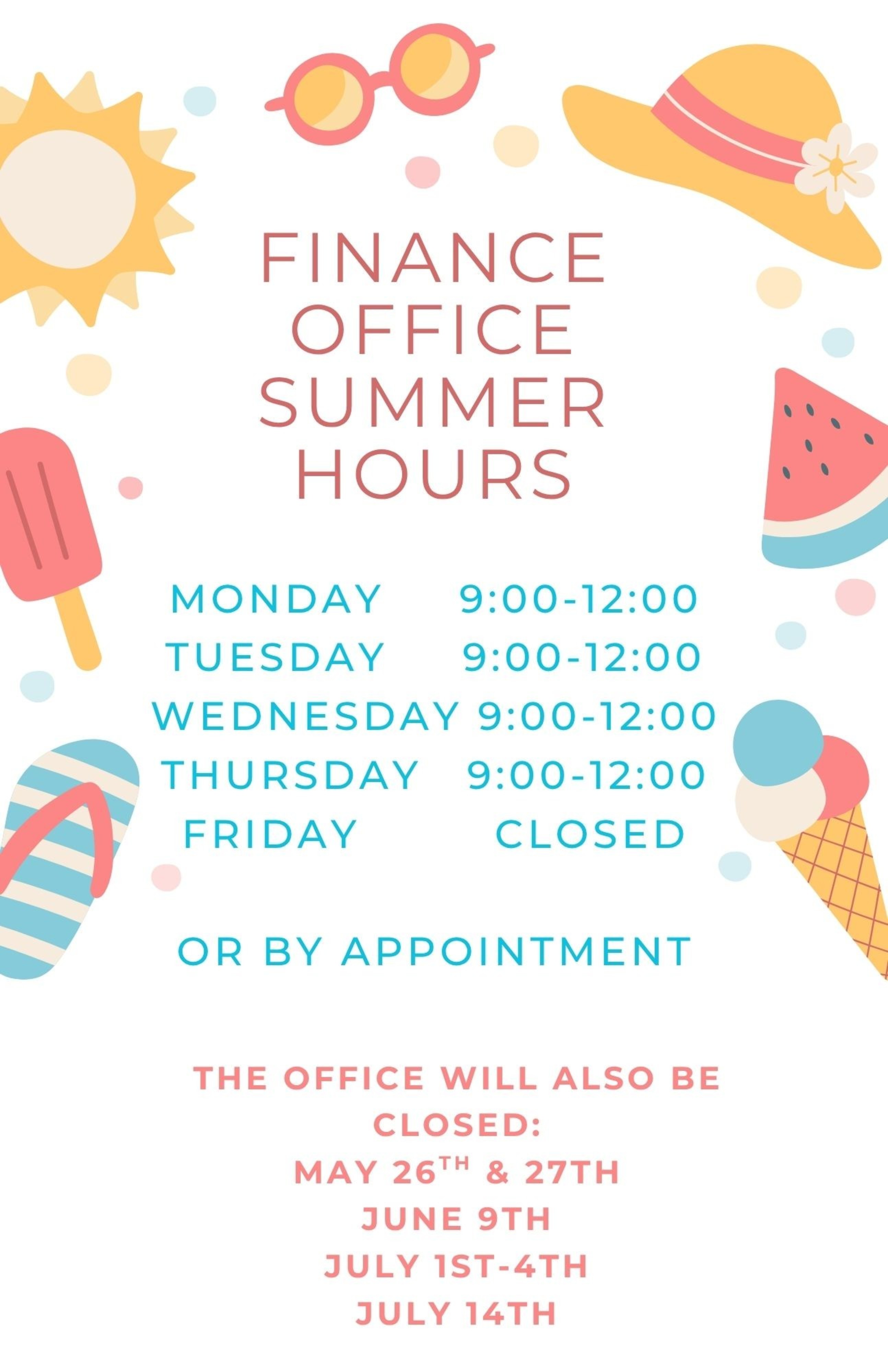Finance Office Summer Hours