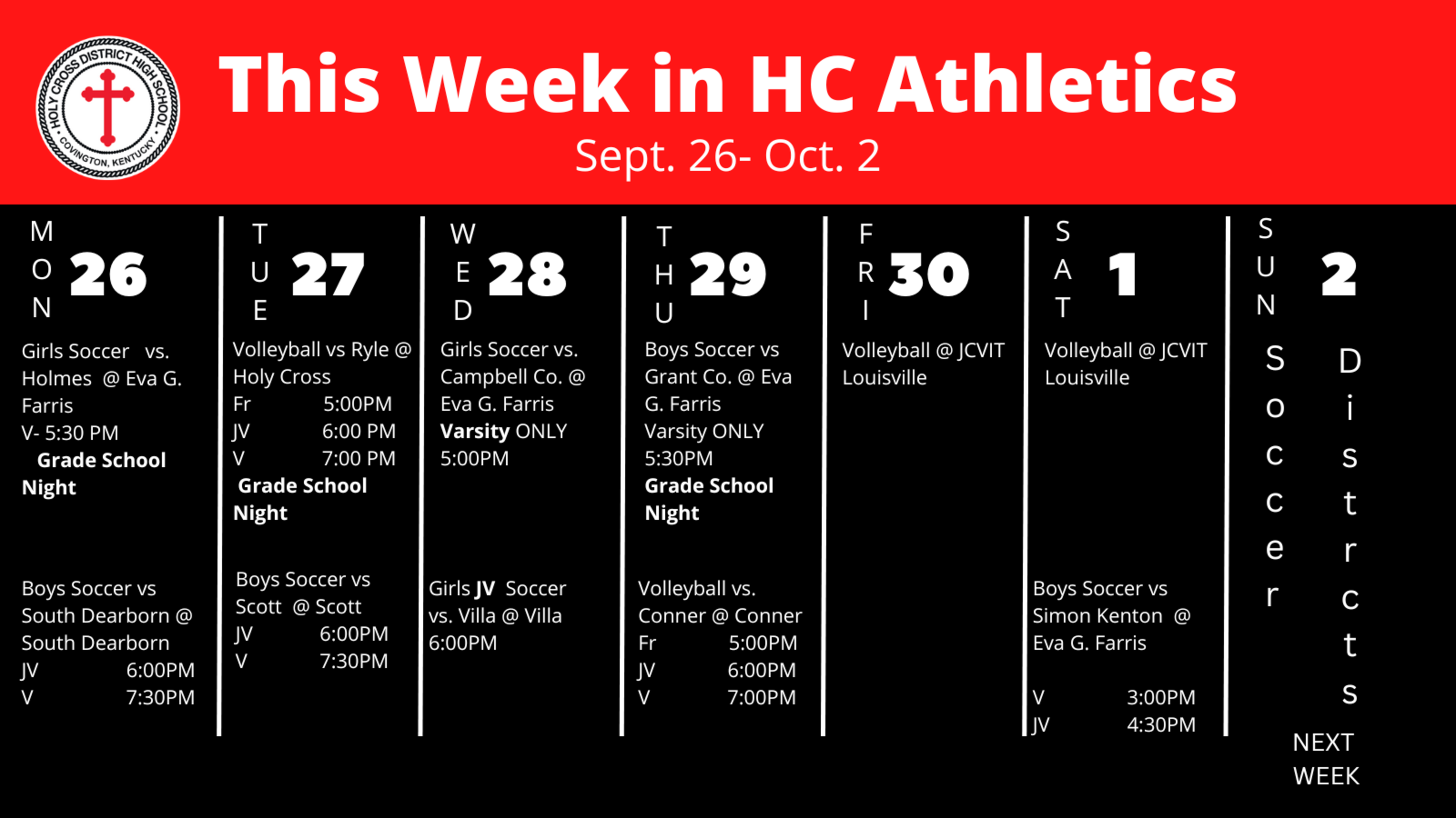 Hc Weekly Athletics Schedule 15