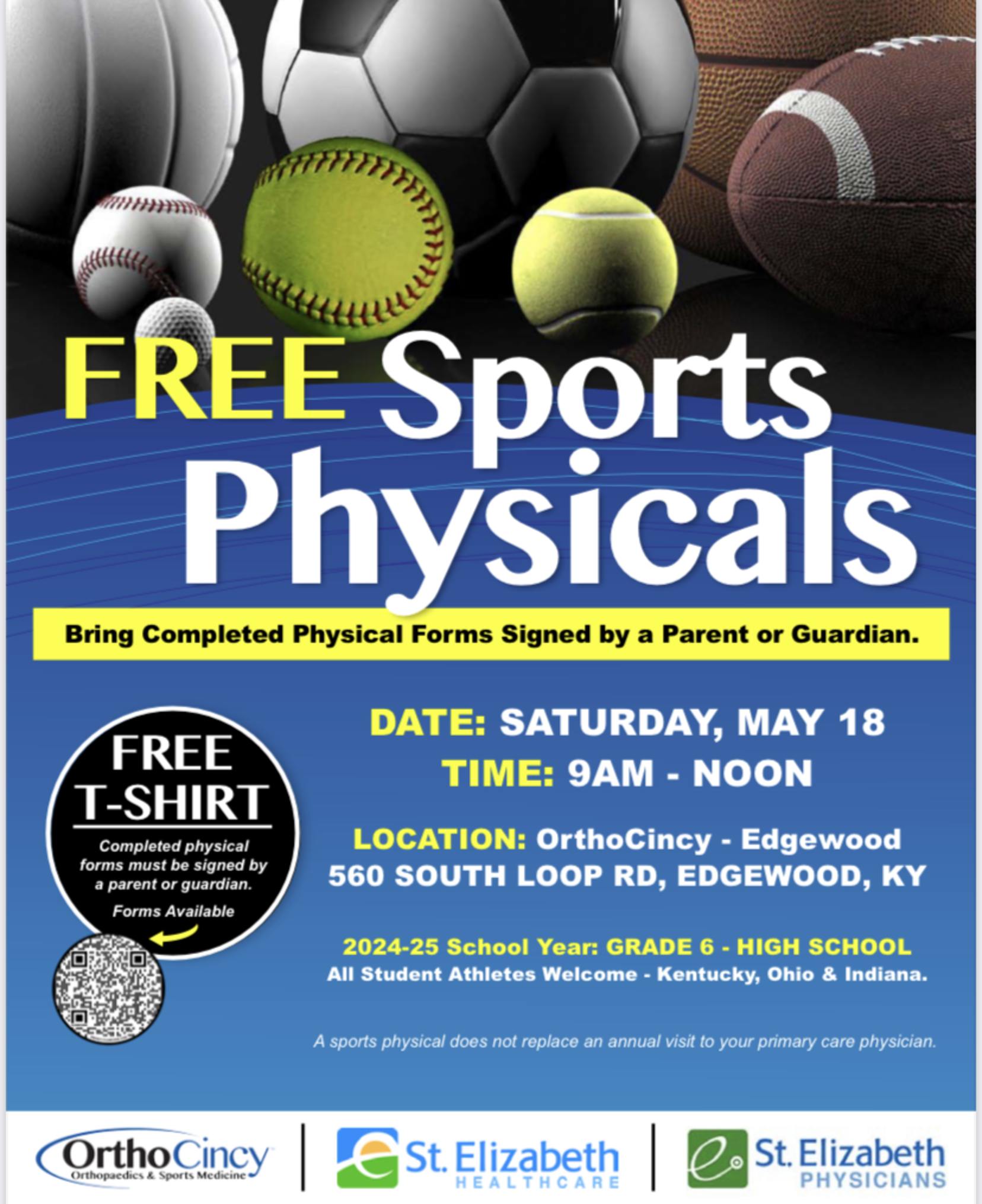 Orthocincy Free Sports Physicals Flyer