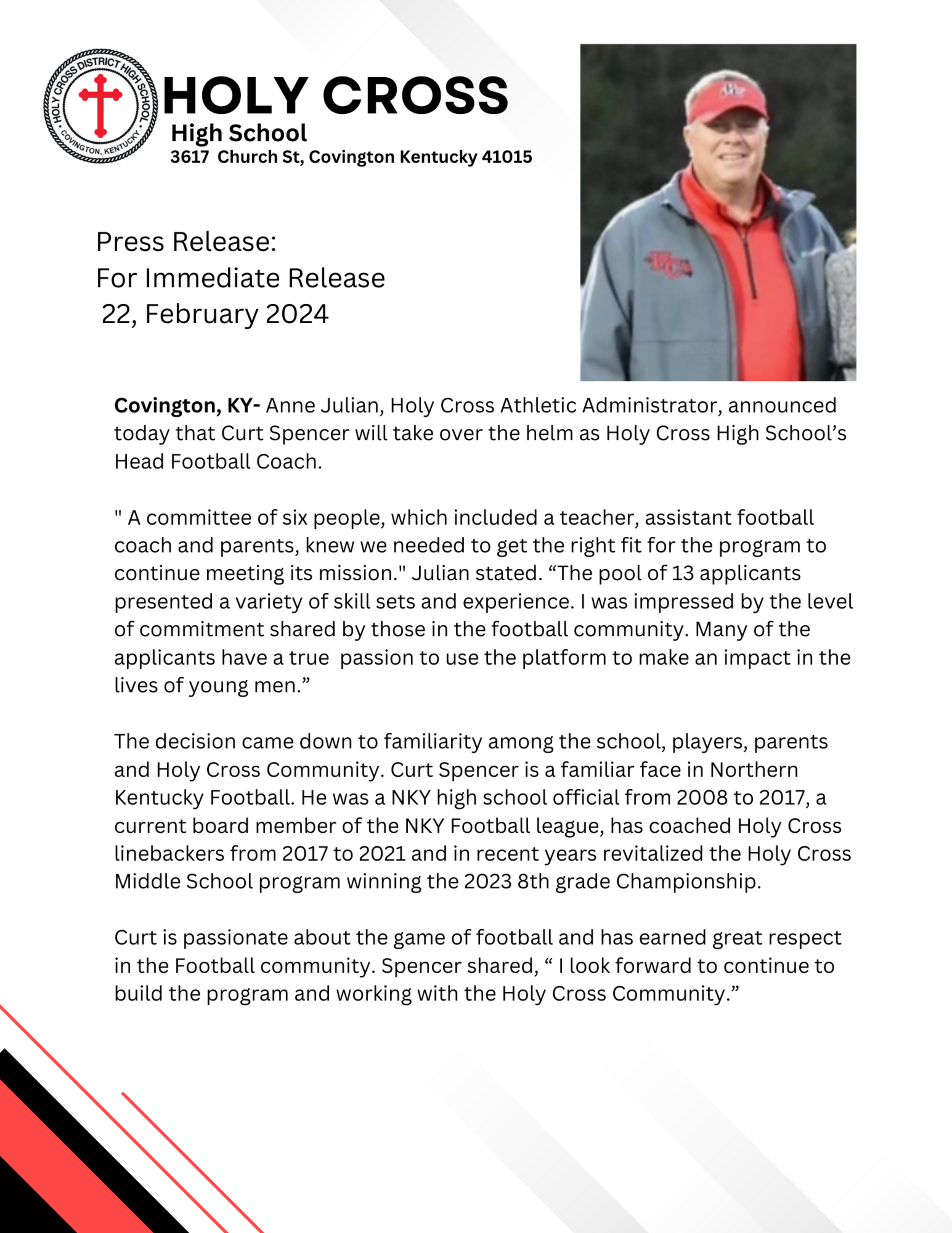 Press Release Football Coach
