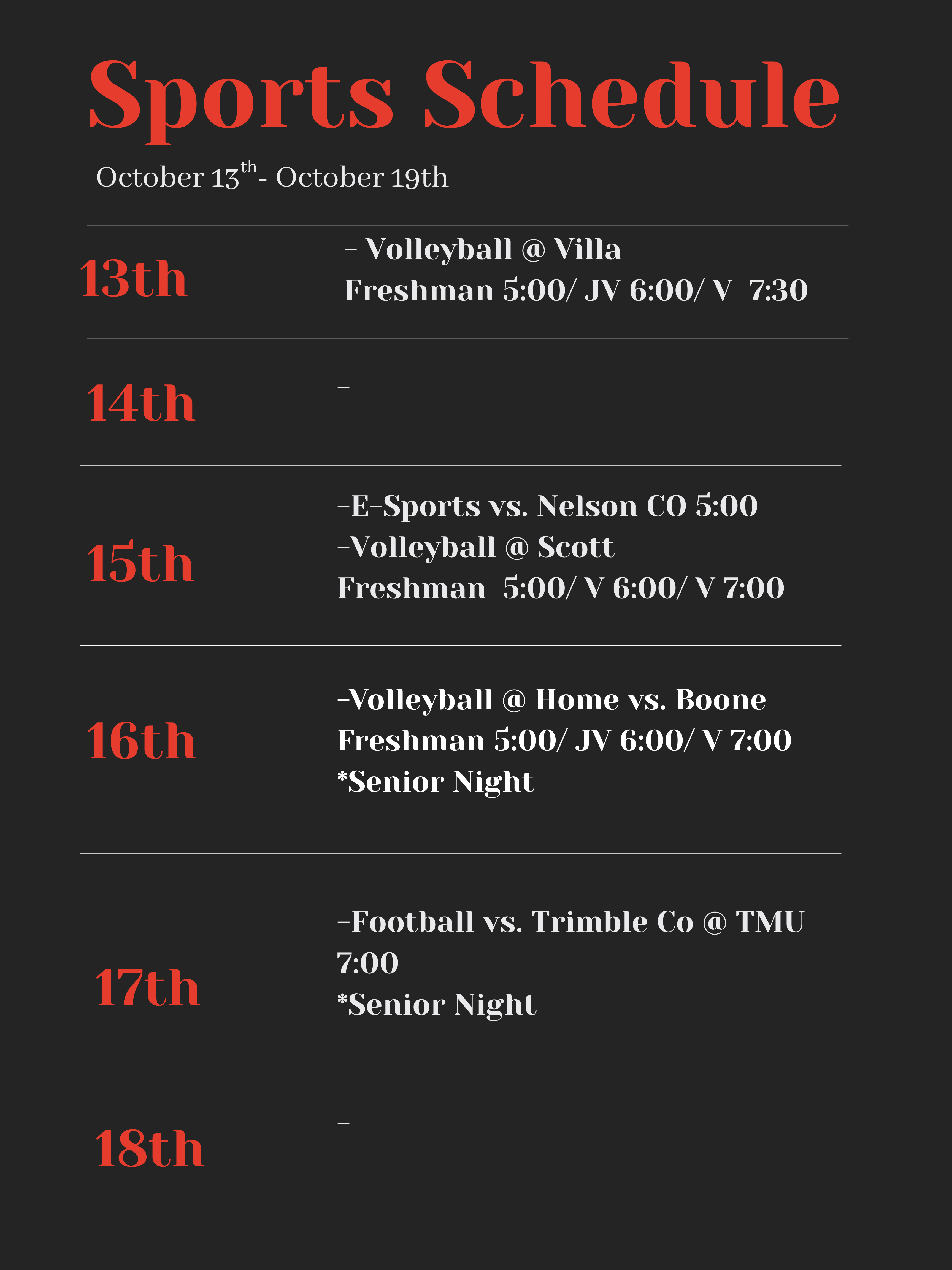 Sports Schedules
