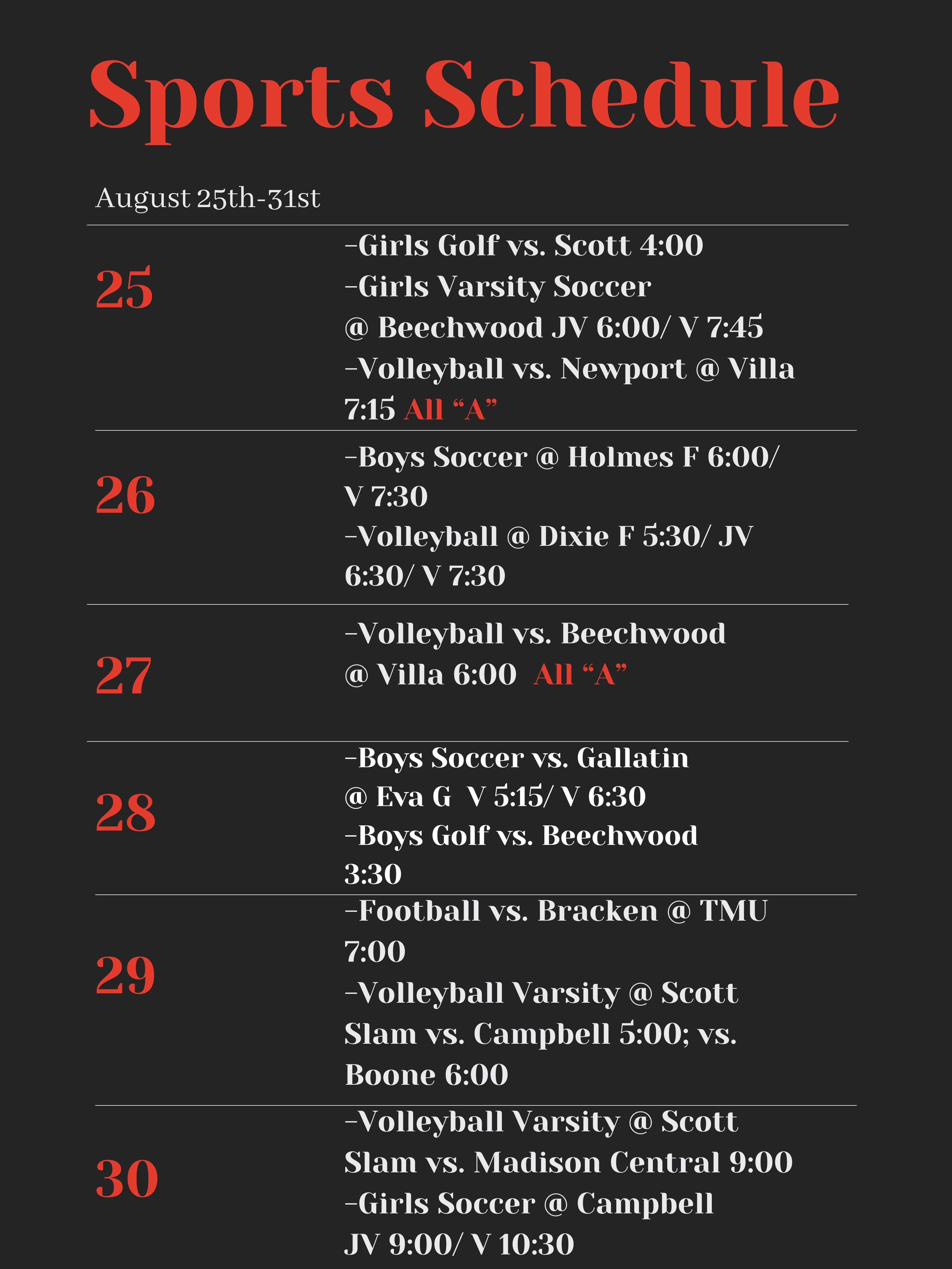 Sports Schedules 2