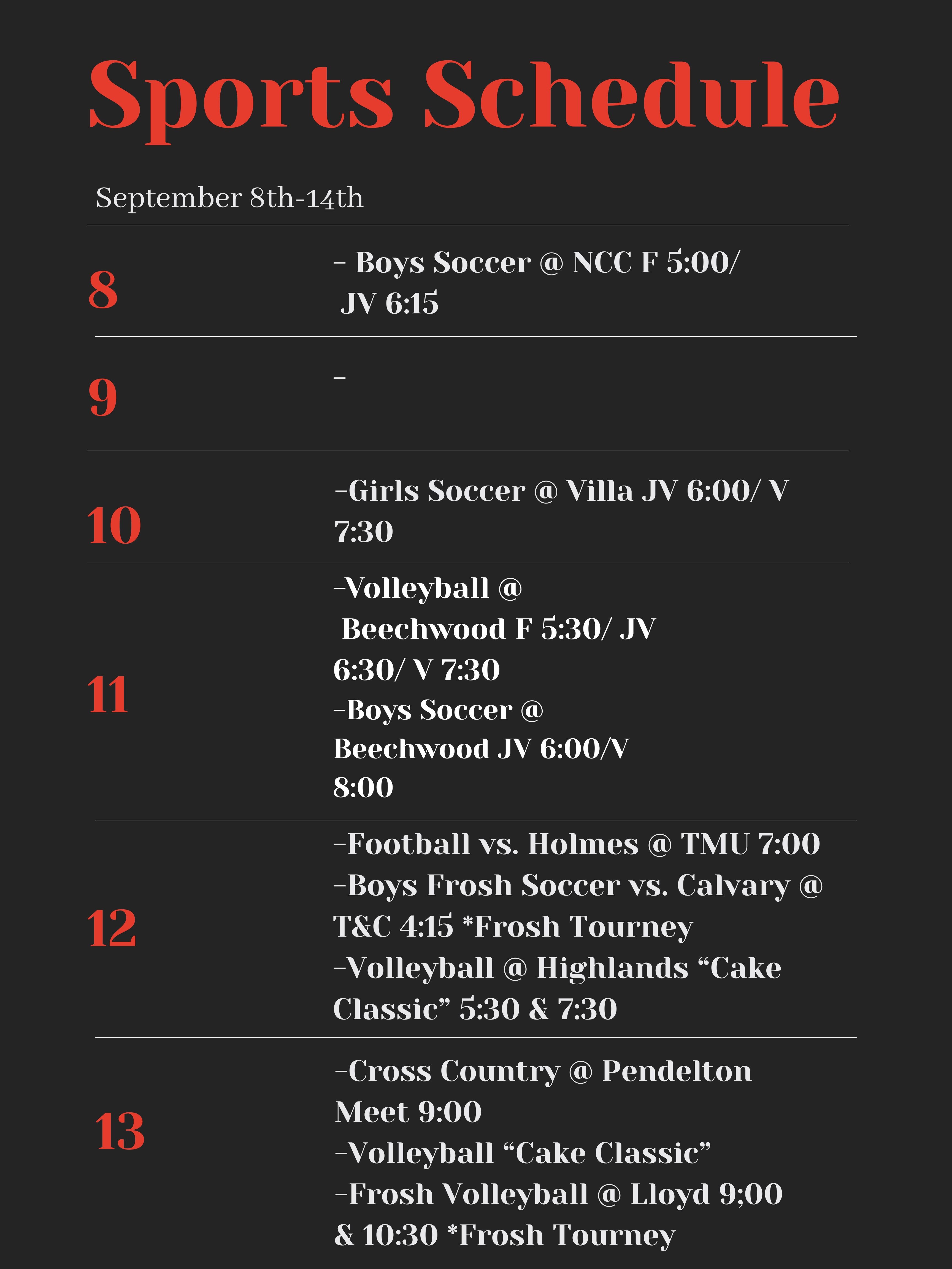 Sports Schedules