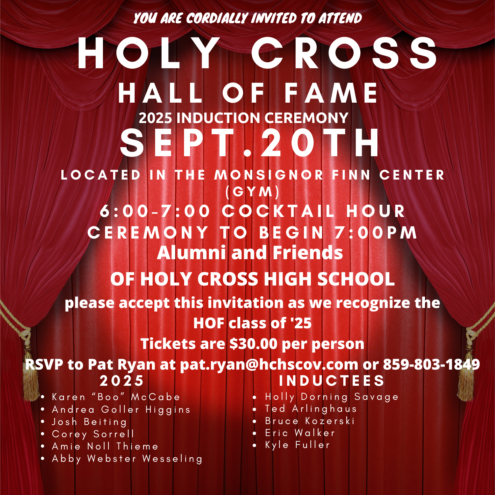 Holy Cross Hall Of Fame Invitation Alumni And Friends