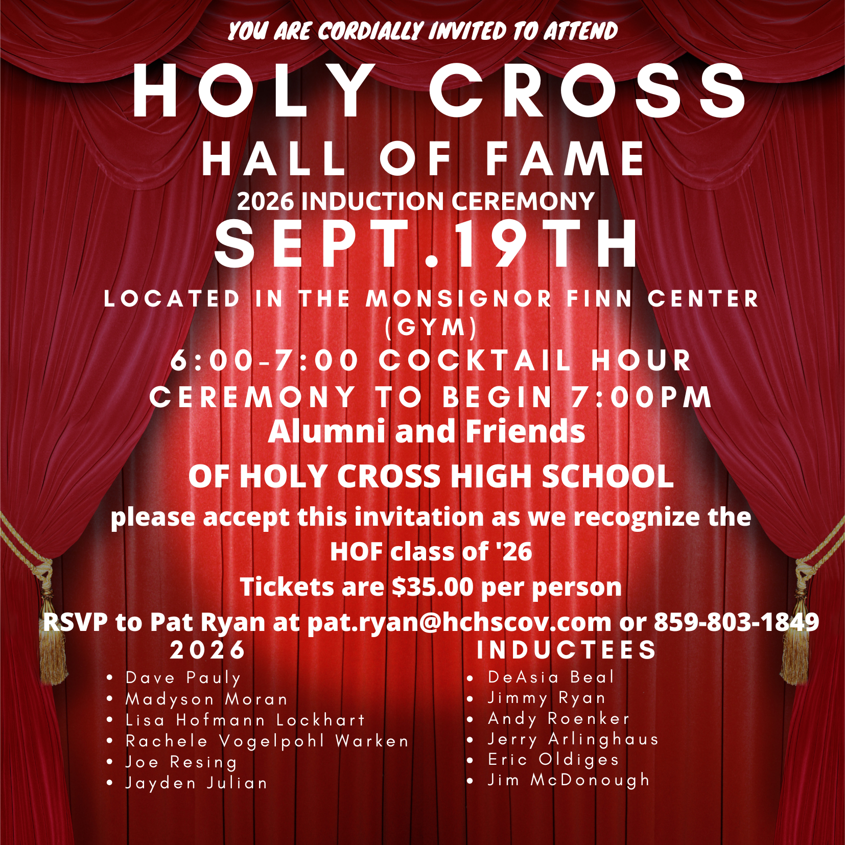Holy Cross Hall Of Fame Invitation Alumni And Friends 2026
