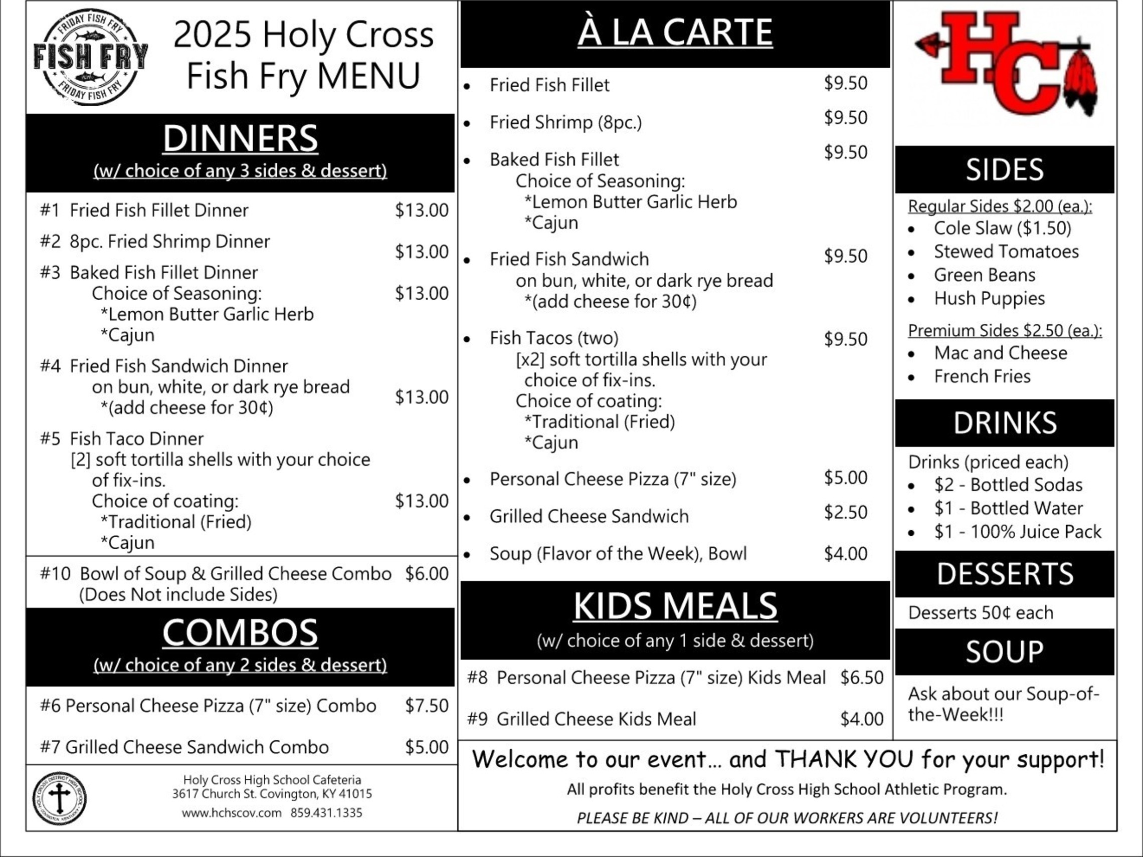 HCHS Fish Fry   Menu